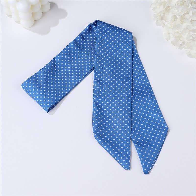 Blue Polka Dot Skinny Twilly Scarf