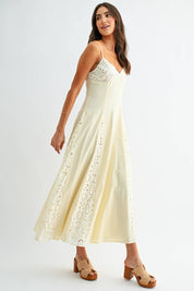 Cream Lace Panel Maxi Dress