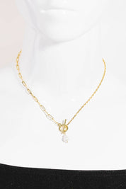Toggle Chain Pearl Charm Necklace