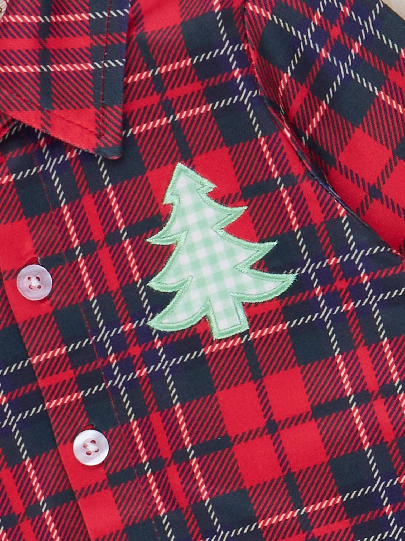 Christmas Tree Lumberjack Embroidered Button-Up