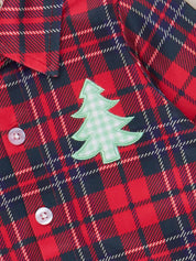 Christmas Tree Lumberjack Embroidered Button-Up