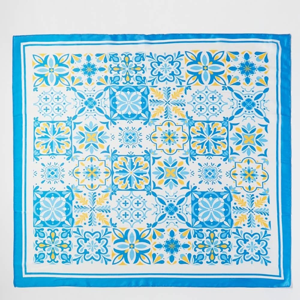Blue Mosaic Bandana Scarf