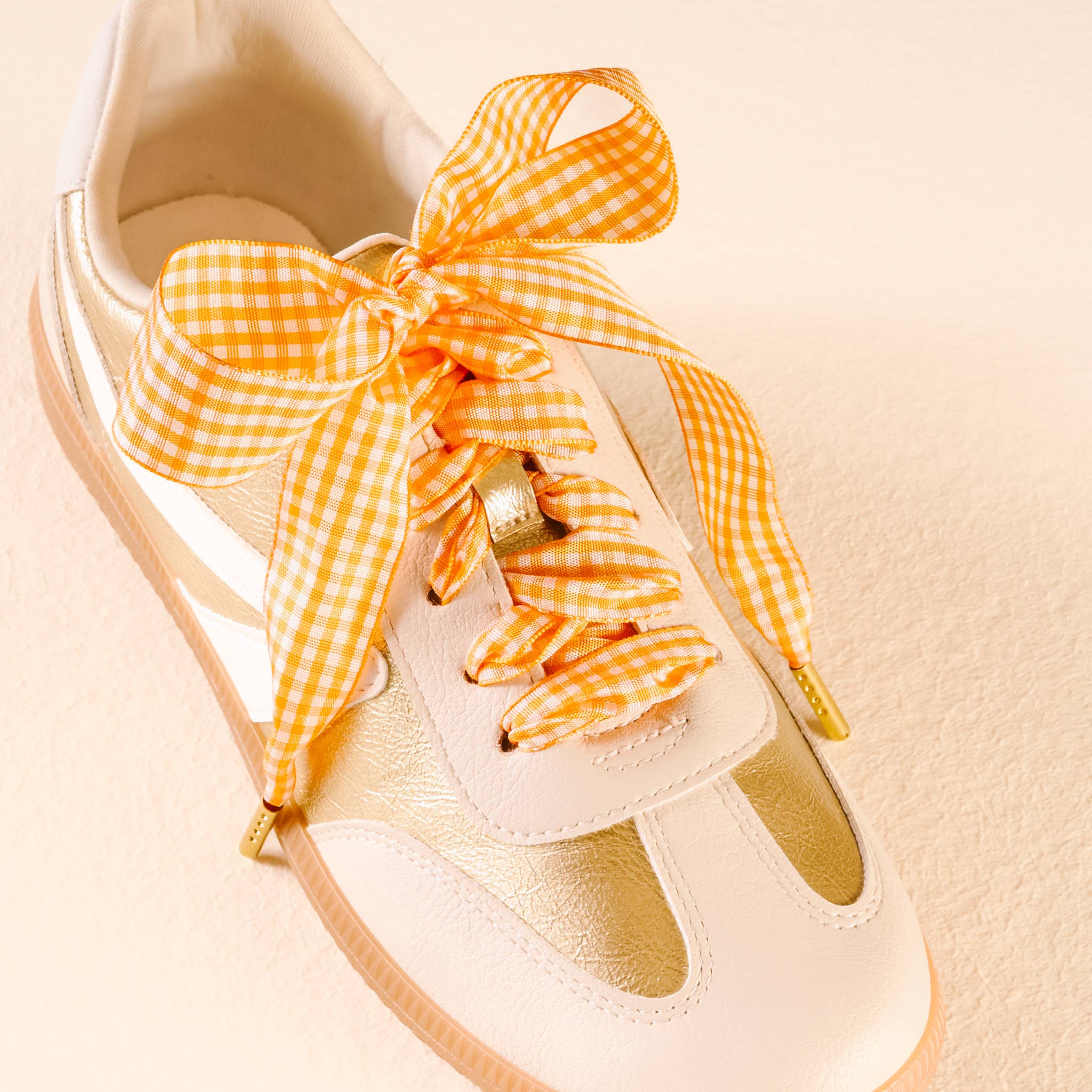 Step It Up Shoelaces-Gingham Orange