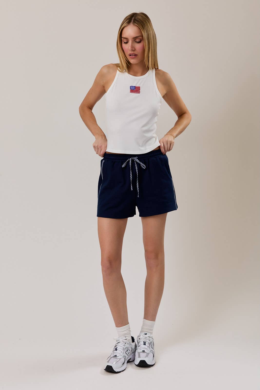White USA Ribbed Tank Top