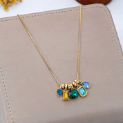 Multicolor Crystal Cluster Charm Necklace