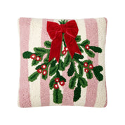 Pink Stripe Mistletoe w/Ribbon Hook Pillow