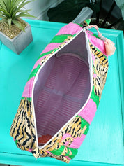 Tiger Large Print Quilted Makeup Bags