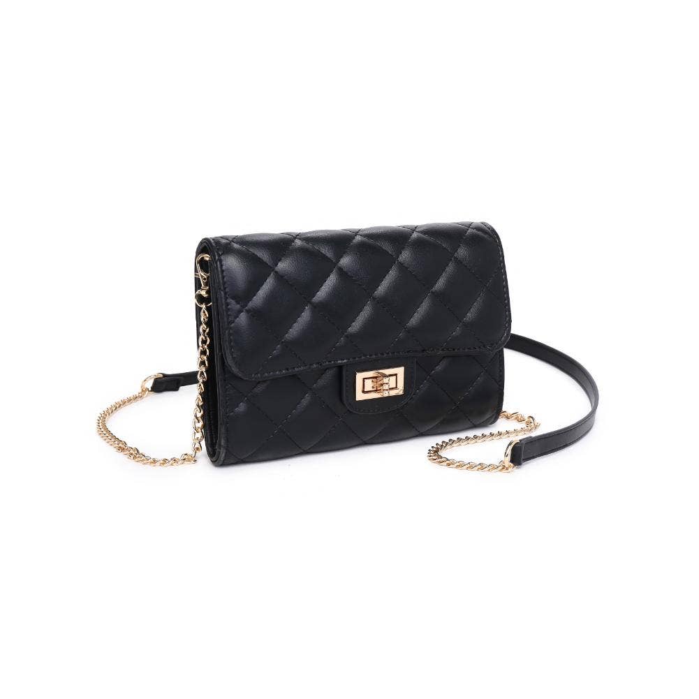 Black Winona Quilted  Multi-Compartment Crossbody