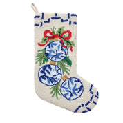 Cream Chinoiserie Ornaments Hook Stocking
