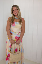 Floral Ruched Maxi Dress
