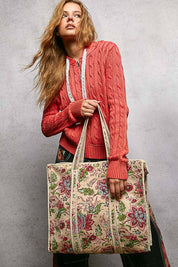 Quilted Bohemian Print Tote Bag