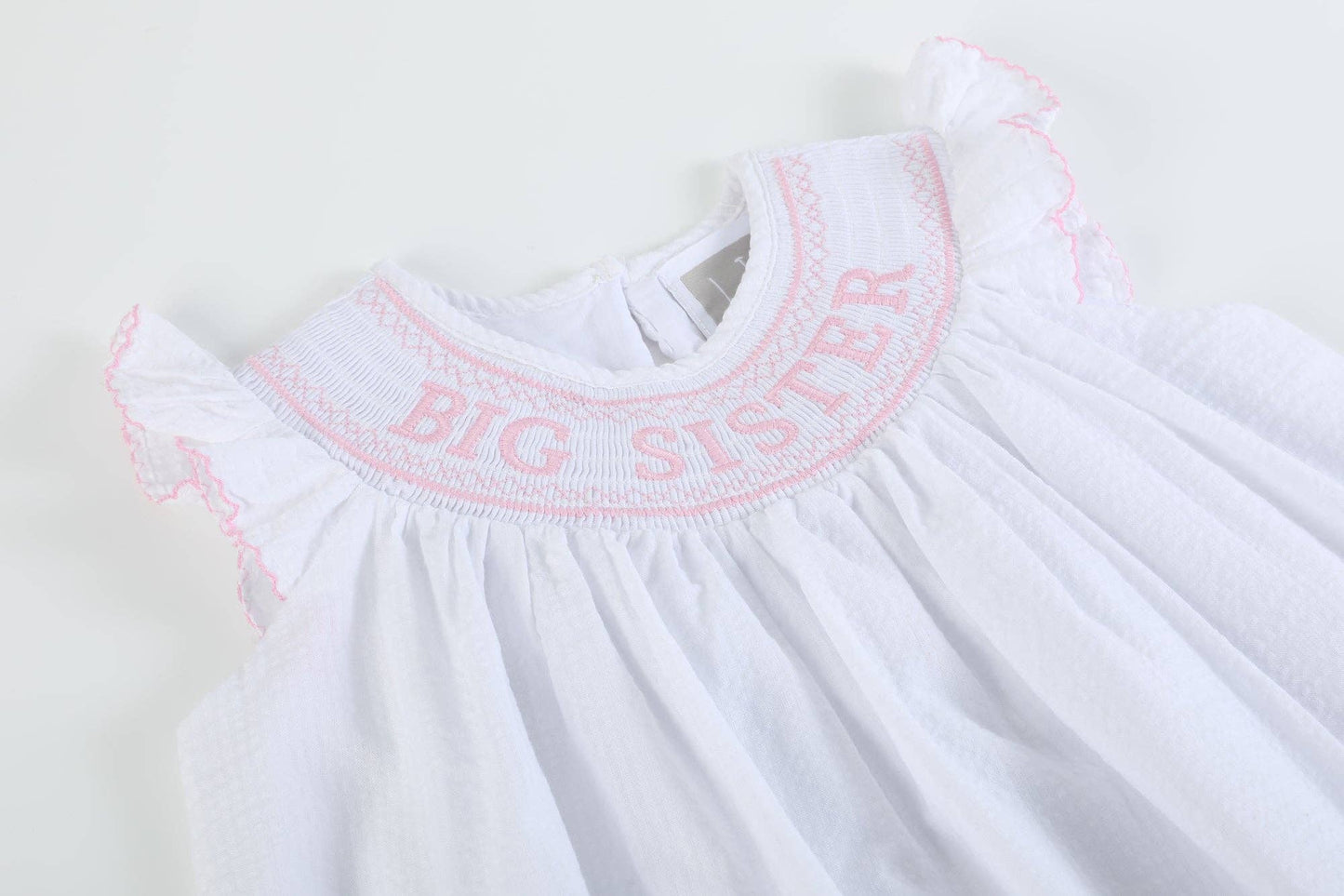 White Big Sister Smocked Bishop Girls