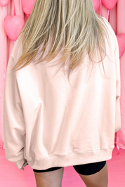 Pink Bow Heart Embroidered Mock Neck