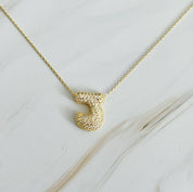 Crystal Bubble Initial Necklace: T