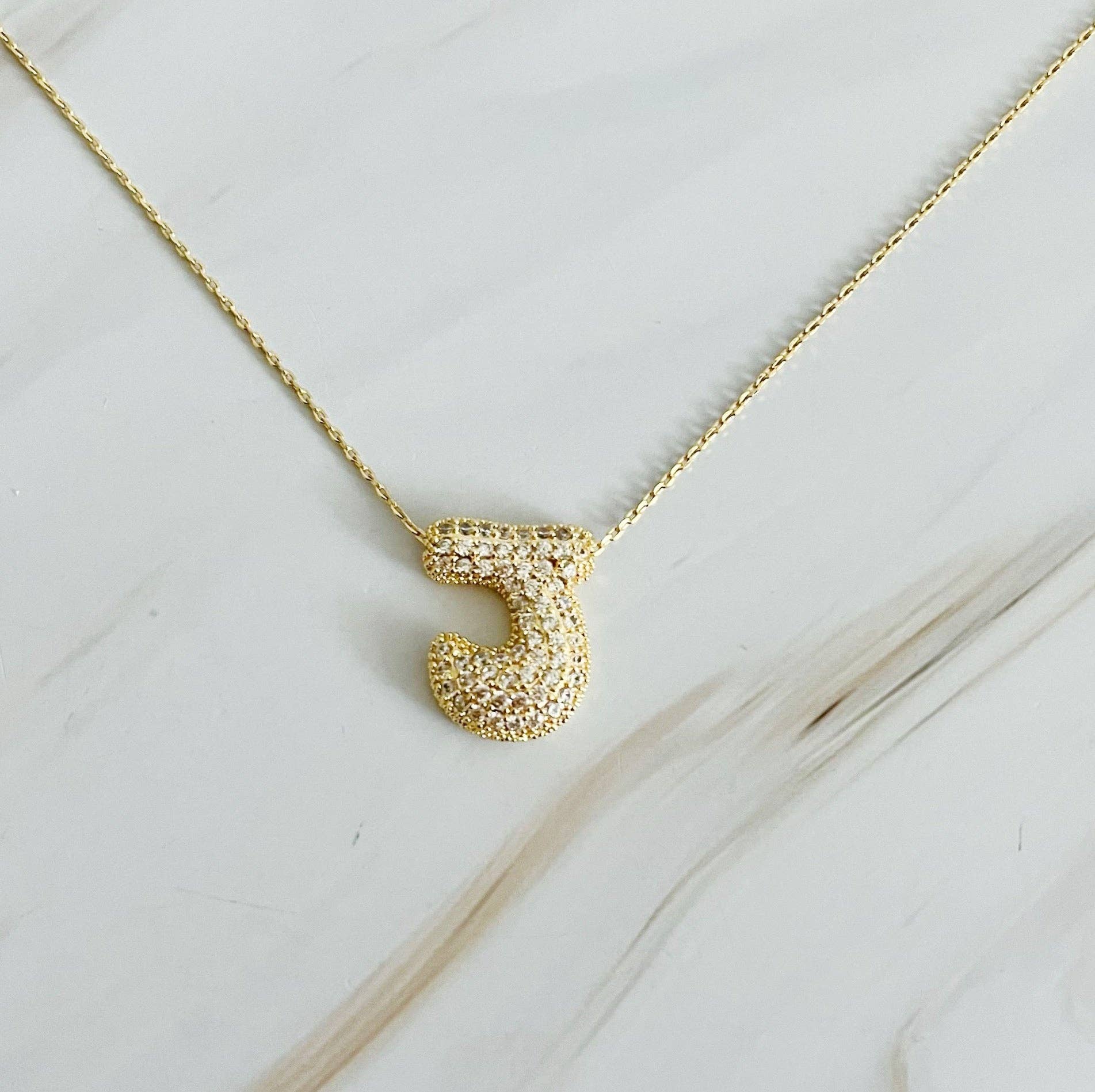 Crystal Bubble Initial Necklace: T
