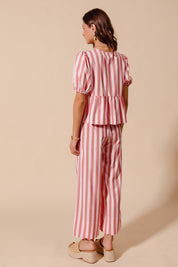 Pink Stripe Top & Pant Set
