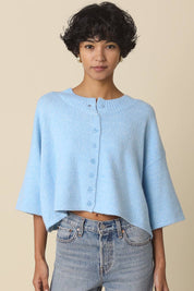 Blue Livia Boxy Cropped Cardigan