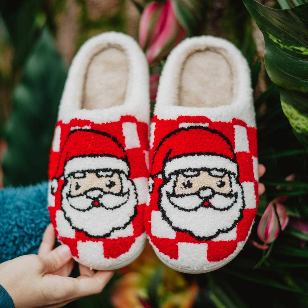 Santa Red Checkered Slippers — view 3
