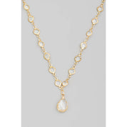 Faceted Rhinestone Pendant And Chain Necklace