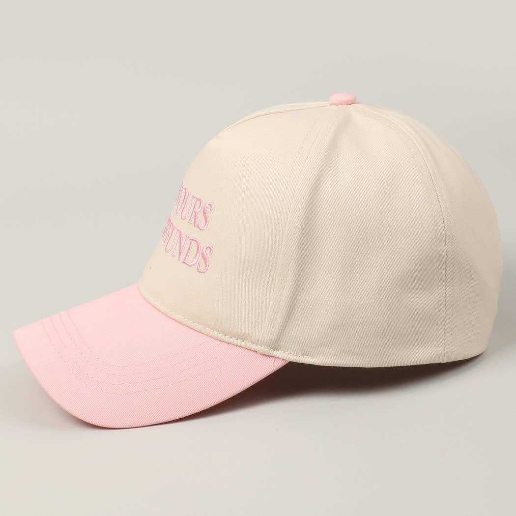 Pink I'M YOURS NO REFUNDS Embroidery Two-Tone Hat