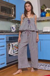 Black Seersucker Gingham Print Set
