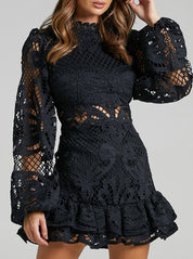 Black Ballon Lace Dress