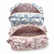 French Toile Ruffle Cosmetic Case