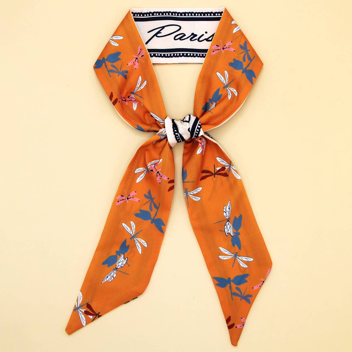 Orange Letter Scarf Hair Tie Ribbon — color: orange