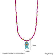 Blue Fish Necklace With Gem showing color: blue