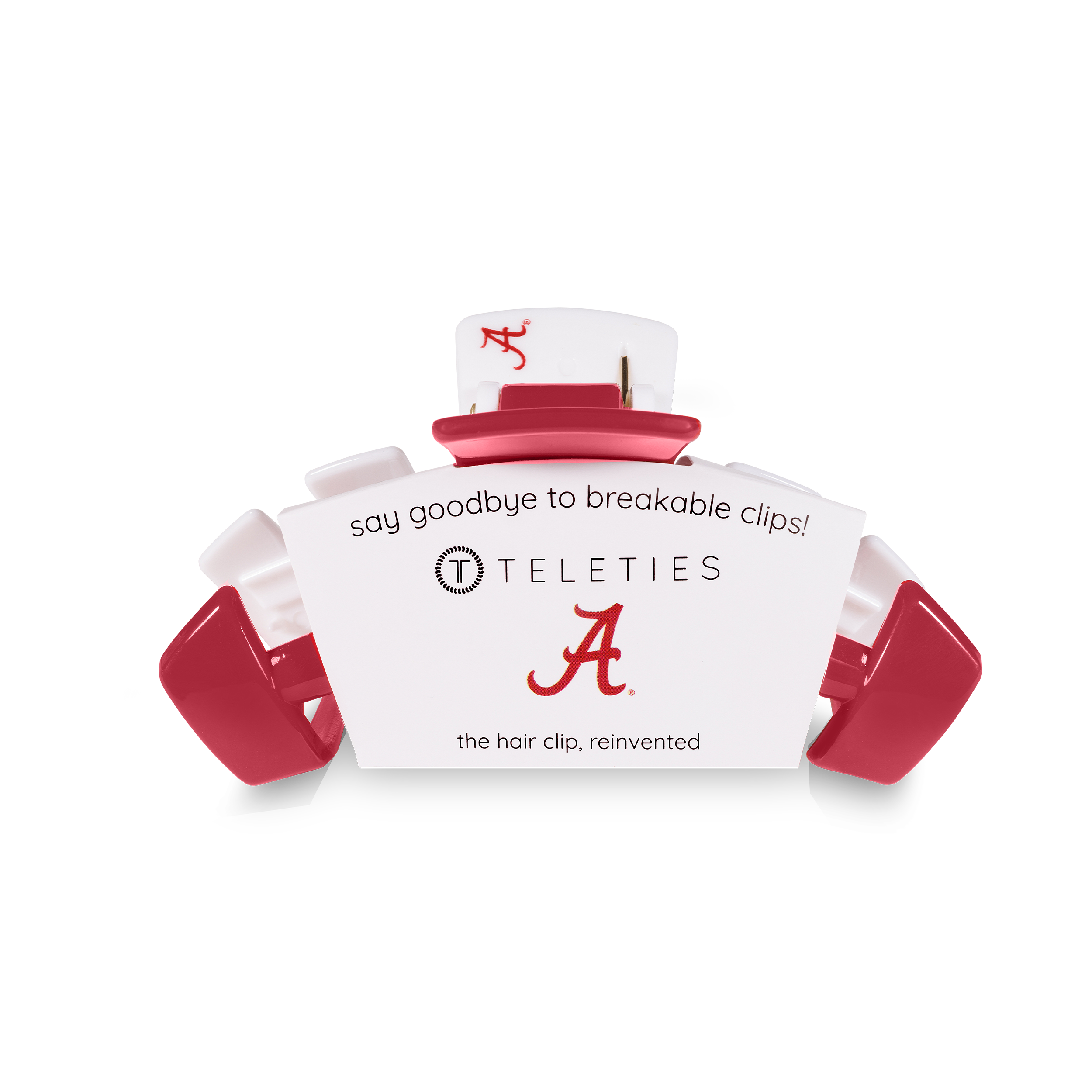 Classic Hair Clip | Medium | University of Alabama showing claw clip with bendable teeth that spring back to shape