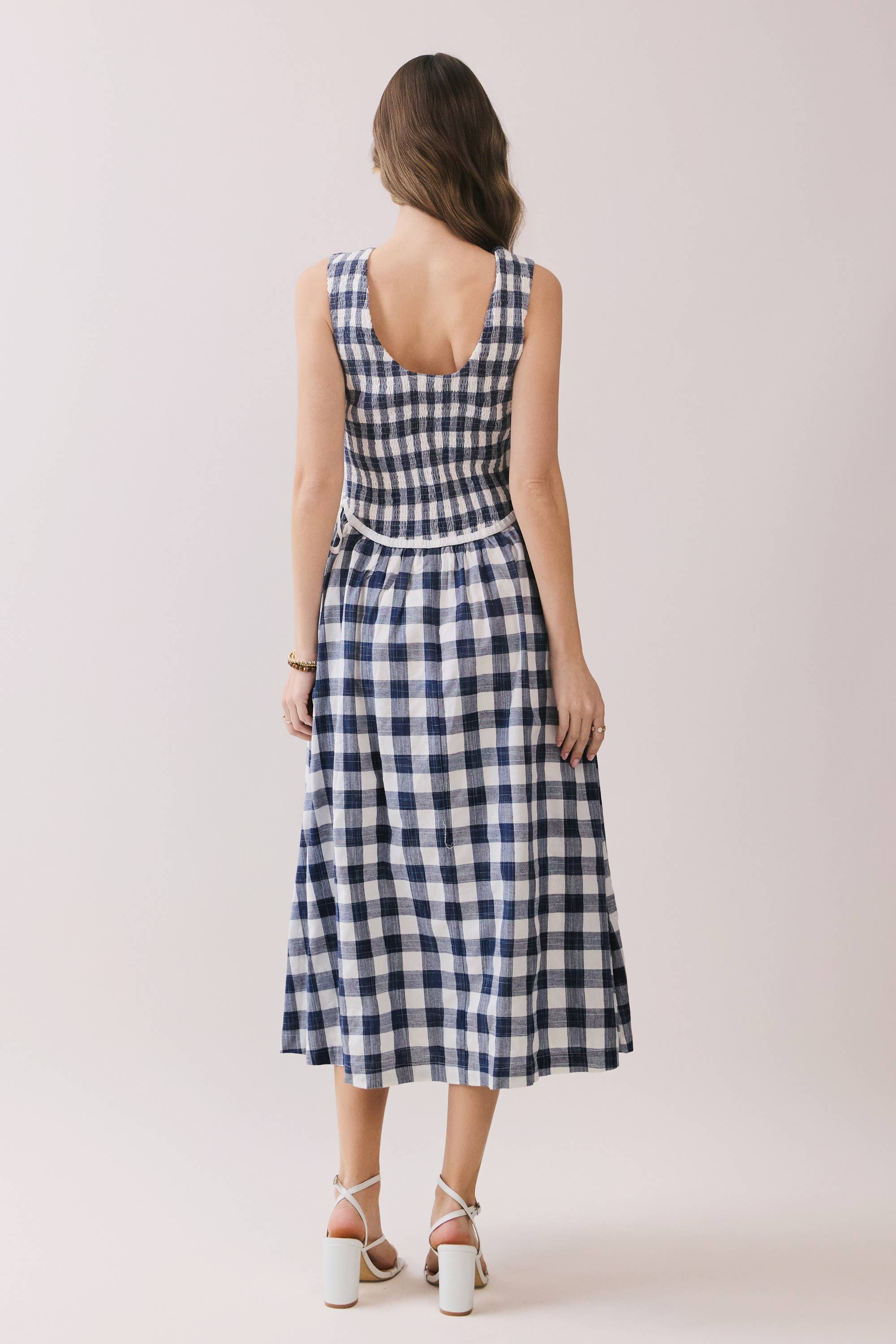 Gingham Sleeveless Midi Dress