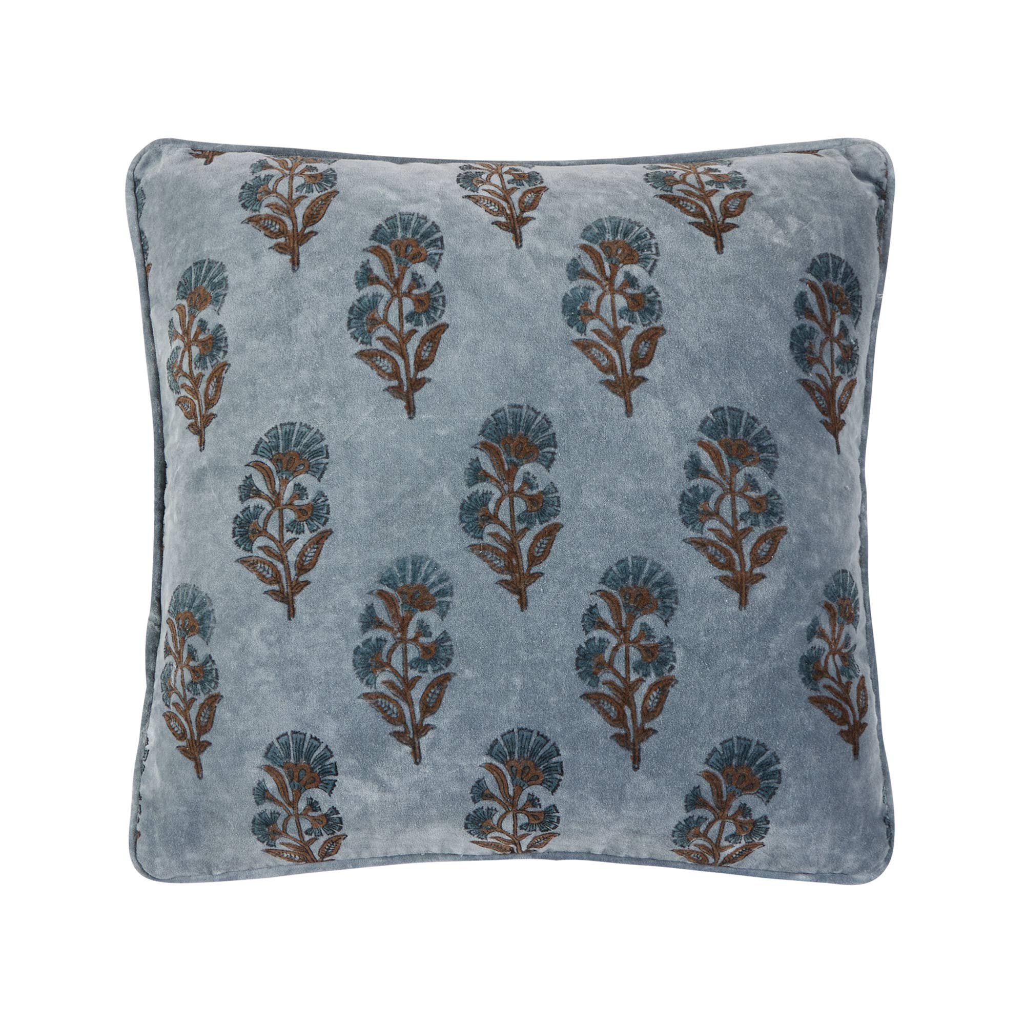 Block Print Vel Mughal Flower Pillow