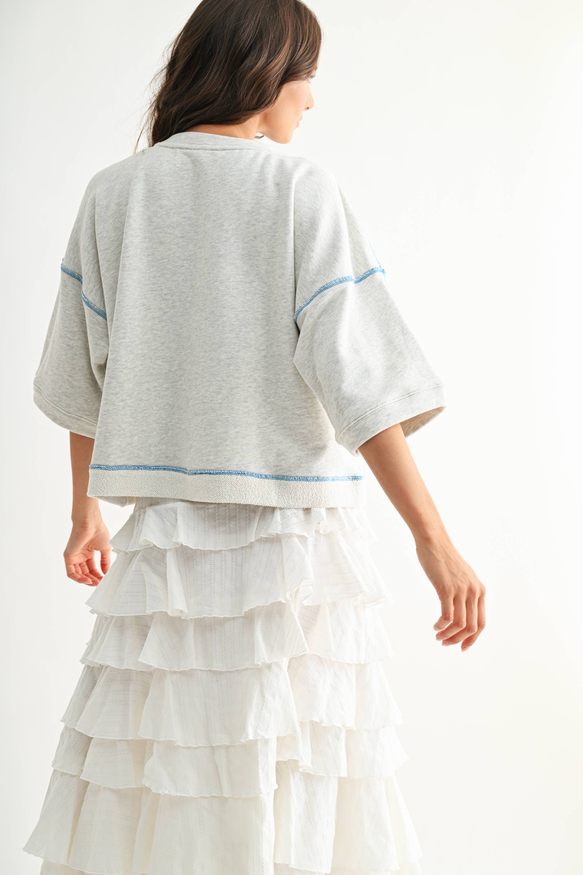 Gray Detailed Oversized Cardigan