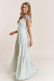 Blue Shoulder Strap Maxi Dress