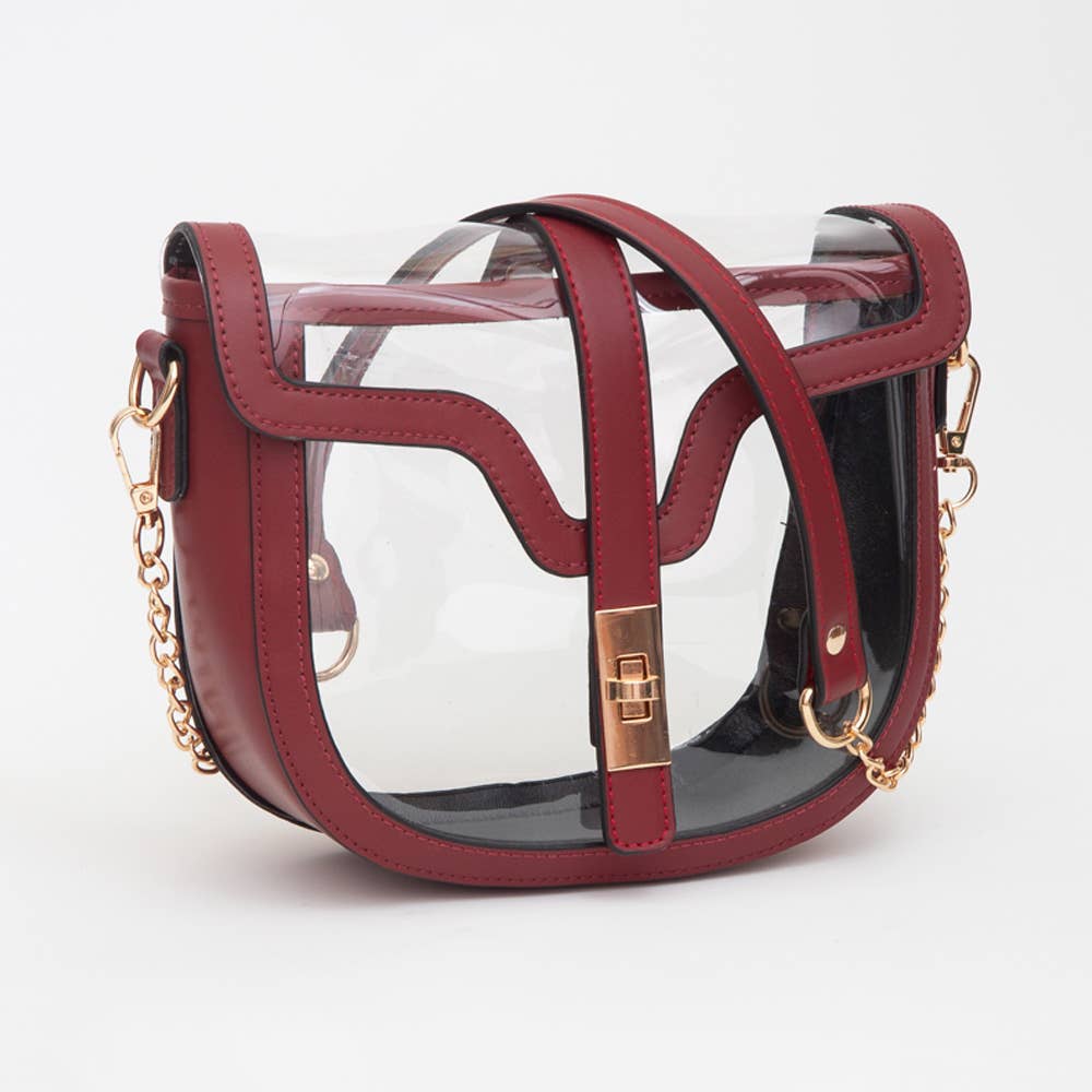 Burgundy Clear Saddle Bag