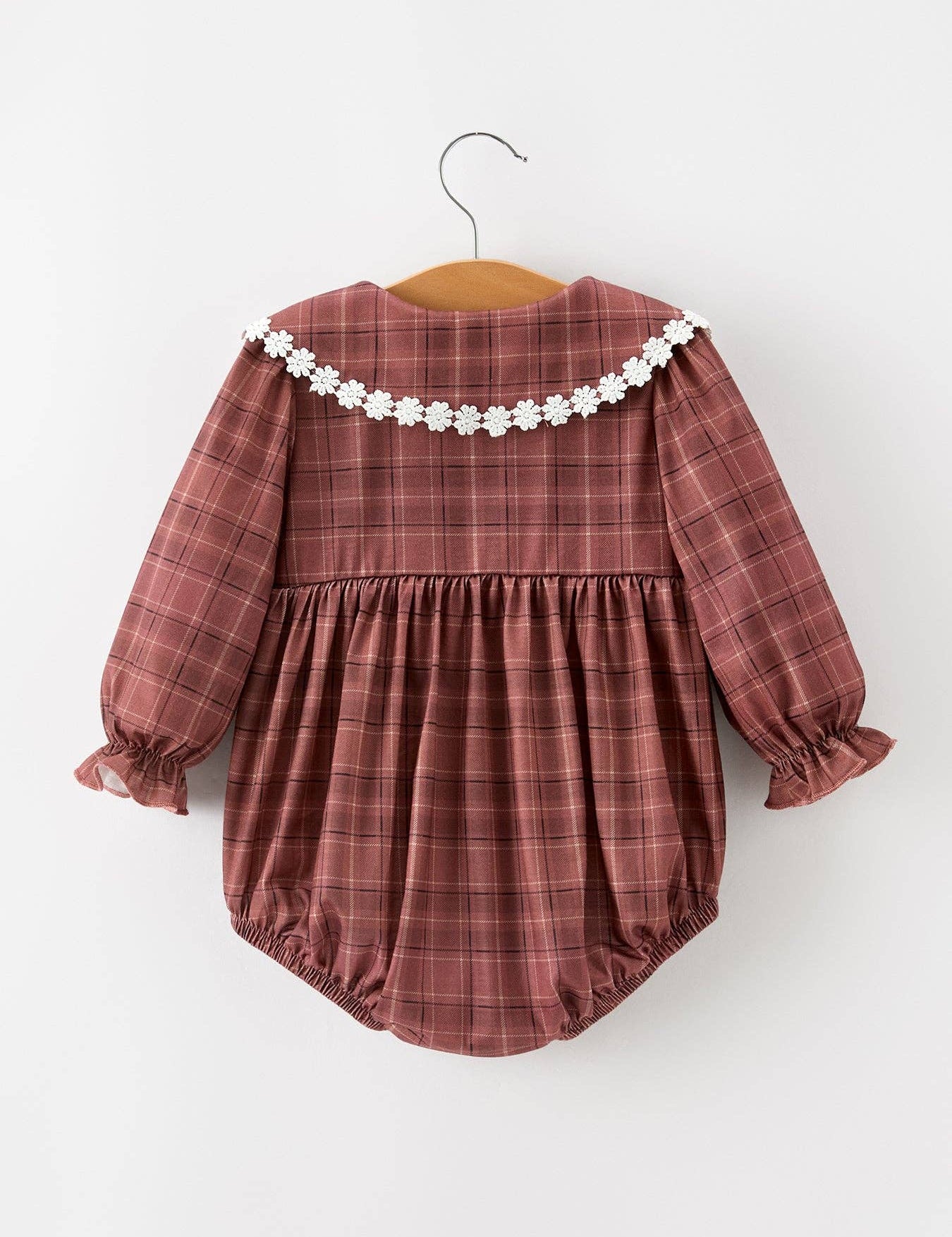 Brown Plaid Floral Romper from Ninety Nine Boutique