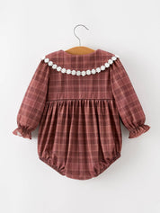 Brown Plaid Floral Romper from Ninety Nine Boutique