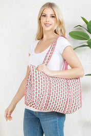 Rose Quilted Tote Bag