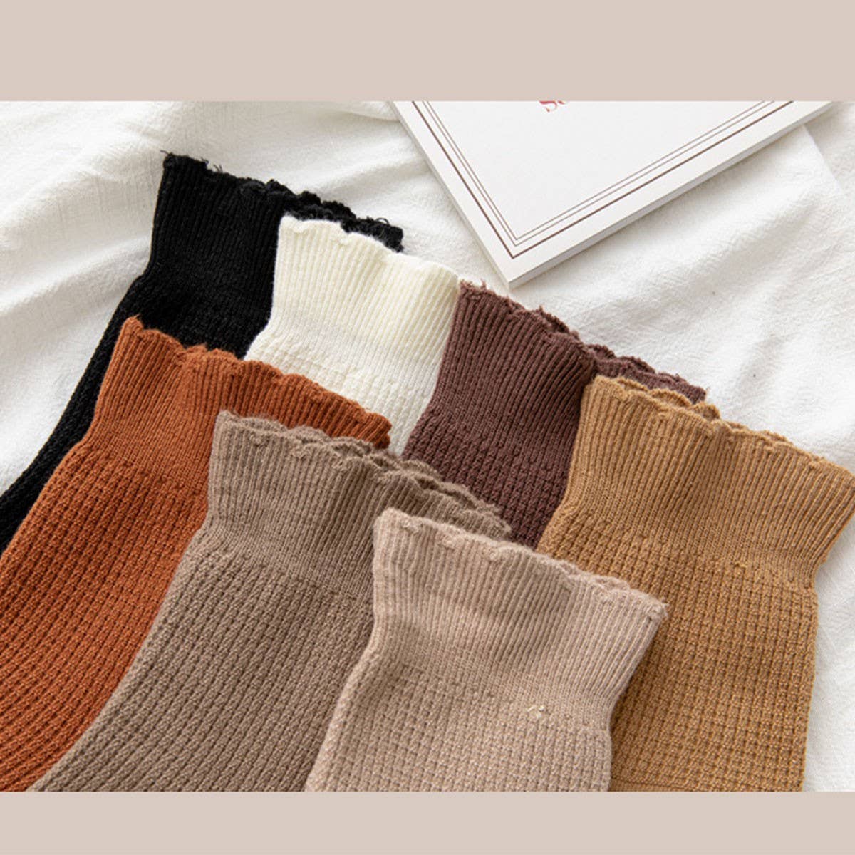 Dark Brown Ruffled Tube Socks