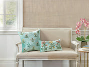 Blue Spring Mughal Square Embroidered Pillow