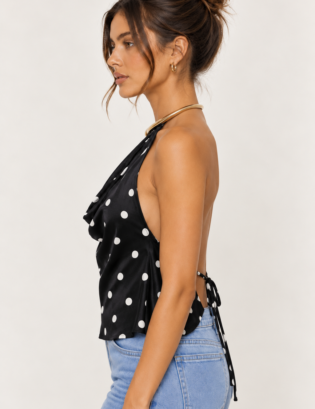 Black Polka Dot Halter Top