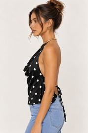 Black Polka Dot Halter Top