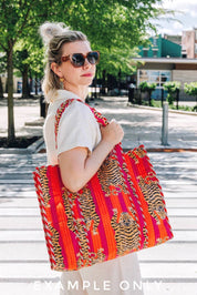 Aqua Floral Large Quilted Tote Bag