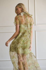 Green Organza Maxi Dress