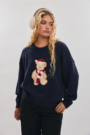 Navy Santa Teddy Bear Sweater