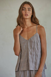 Gray Simple Spaghetti Strap Top