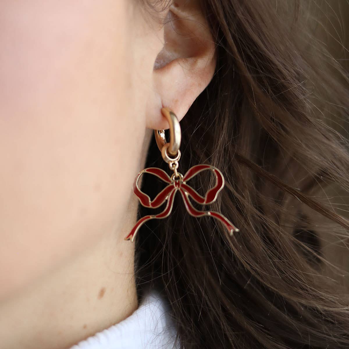 Veronica Game Day Bow Enamel Earrings