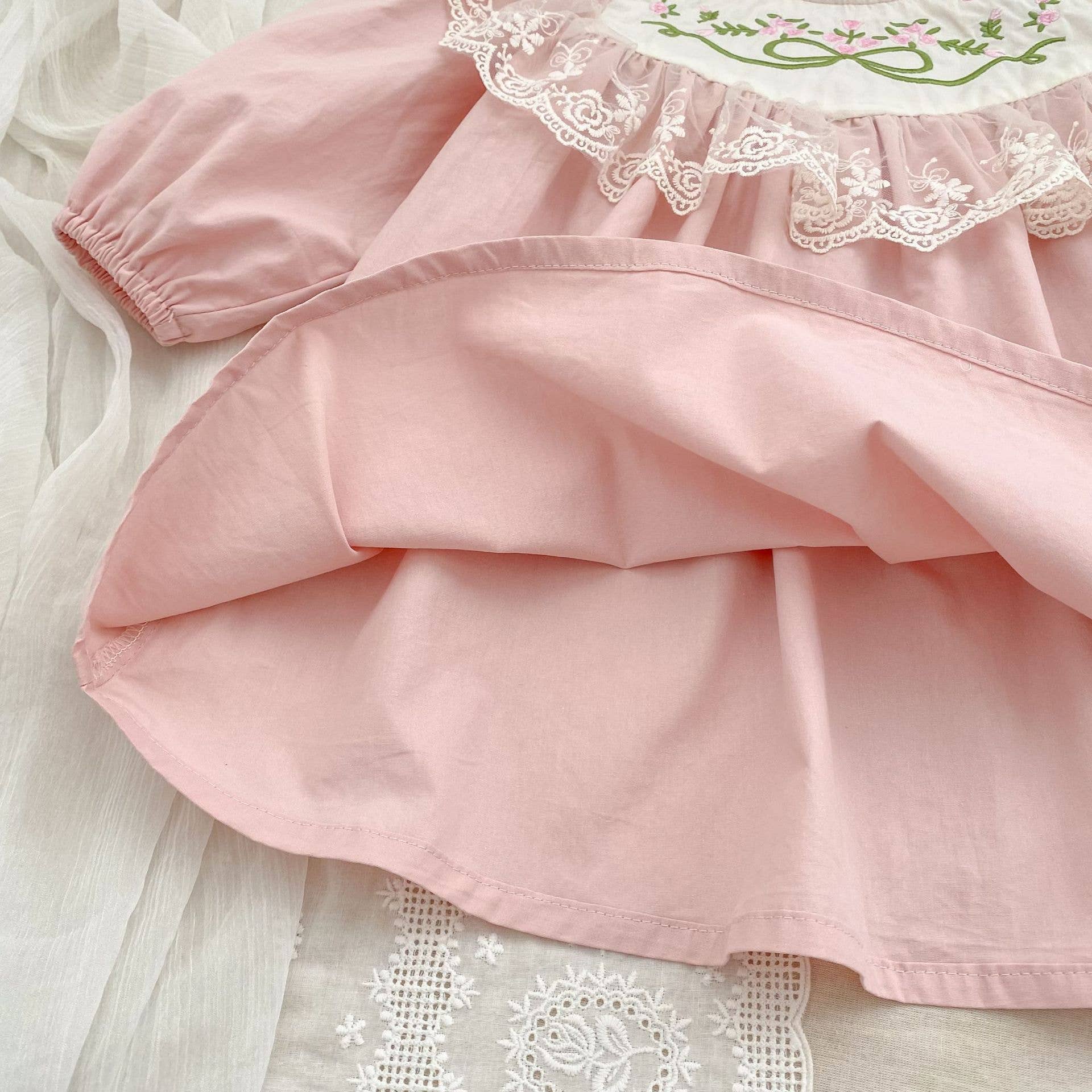 Pink Embroidered Baby Romper