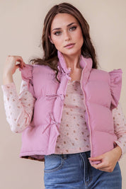 Pink Front Bow Puffer Vest