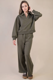 Green Textured Casual Comfy Set